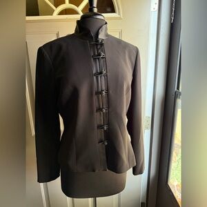 Vintage Jones NY rose bud button down black blazer, size 10